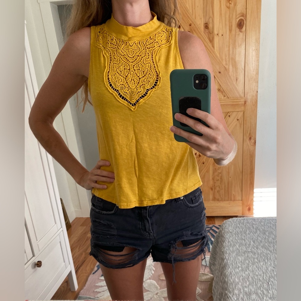 H.I.P Mock Neck Crochet Cropped Tank Top